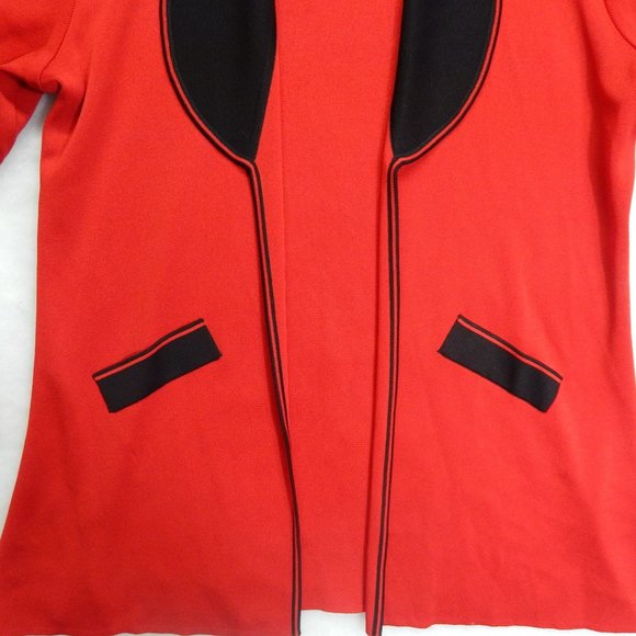 Exclusively Misook Womens Black & Red  Knit Open Front Sweater Washable Size M - Picture 4 of 9